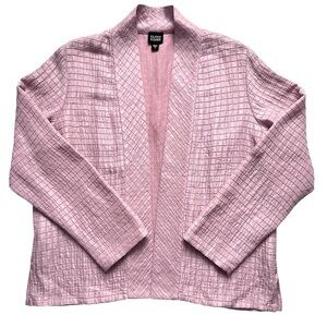 Eileen Fisher Silk and Linen Open Front Lightweight Blazer Quilted Pink Size S